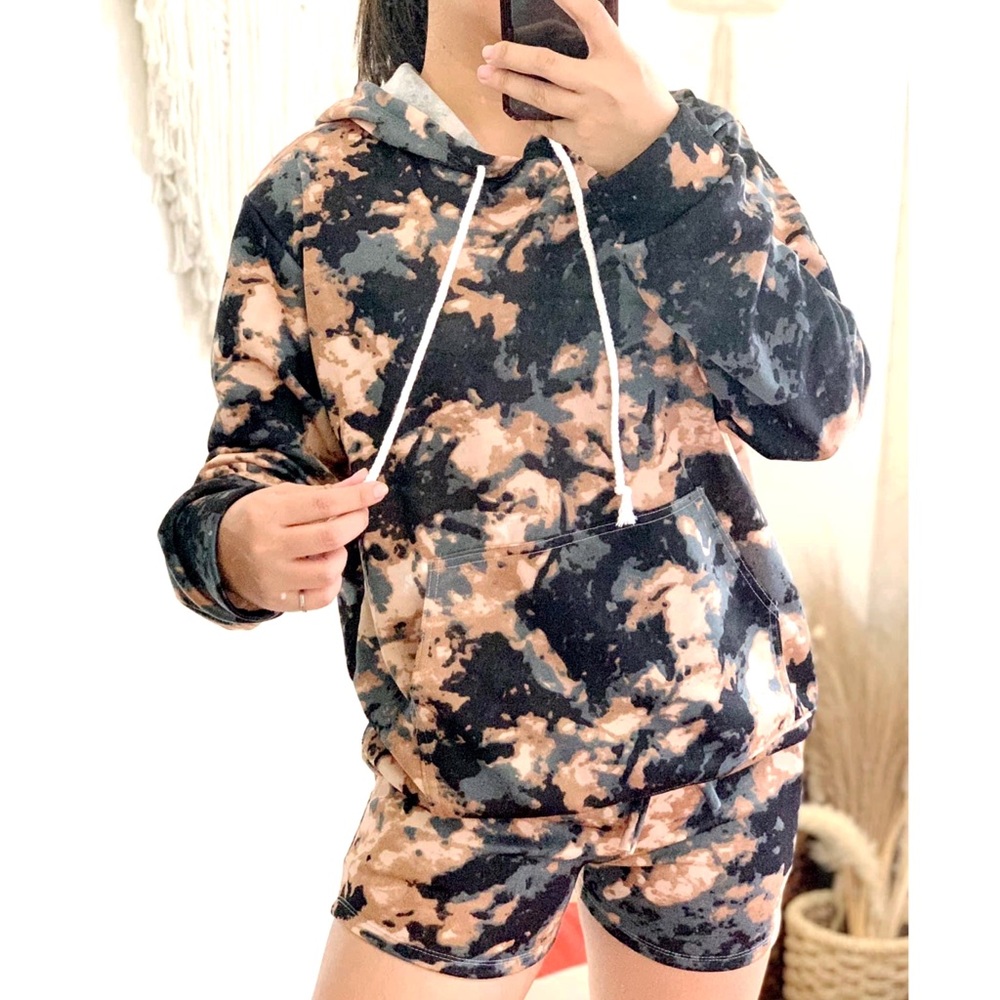 Tie dye hoodie and shorts set